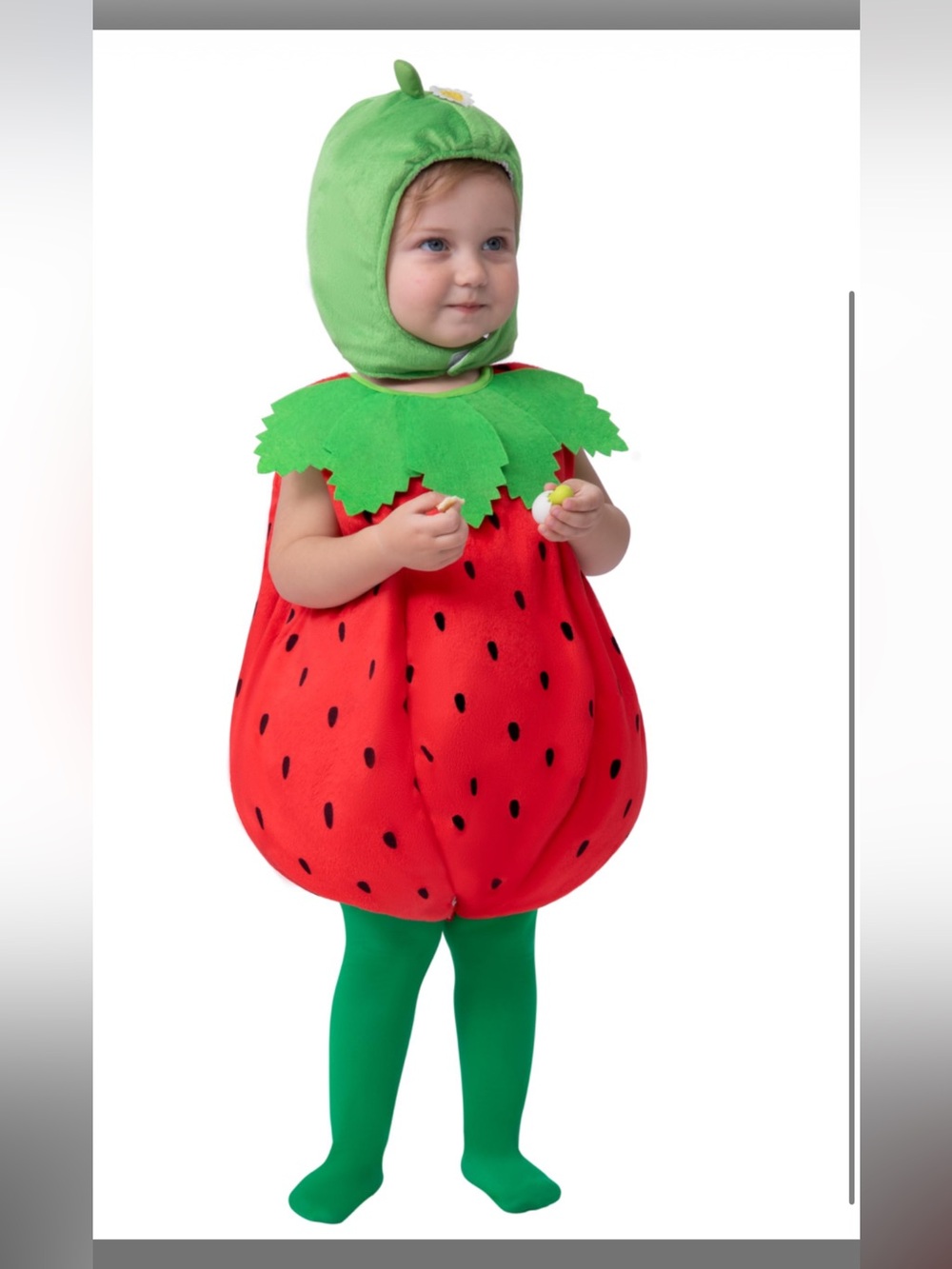 Kids Strawberry Costume - Green and Red- used once-  8-24 months old